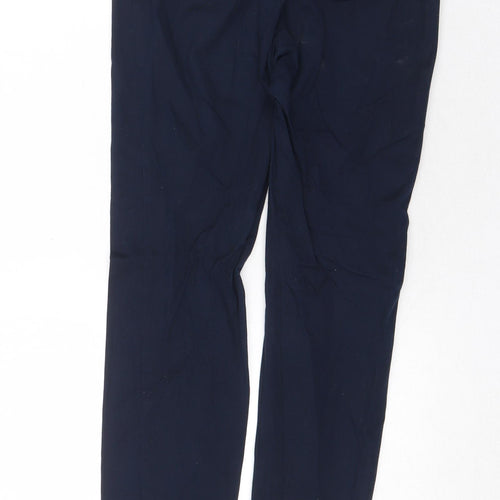 Zara Womens Blue Cotton Trousers Size 6 Regular Zip