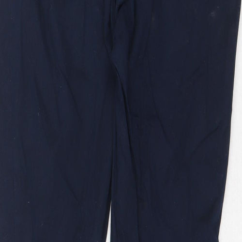Zara Womens Blue Cotton Trousers Size 6 Regular Zip