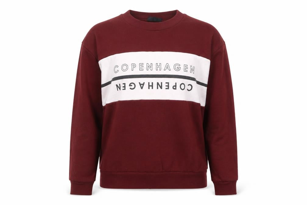 Front view of Topshop women’s red polyester pullover sweatshirt, size UK 6, pullover - copenhagen