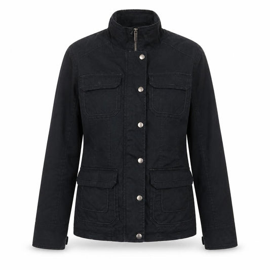 Front view of Dorothy Perkins women’s black jacket, size UK 10, zip
