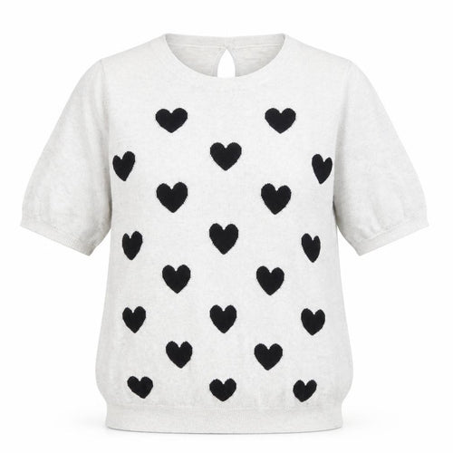 NEXT Womens Silver Round Neck Geometric Cotton Pullover Jumper Size 6 - Heart Pattern