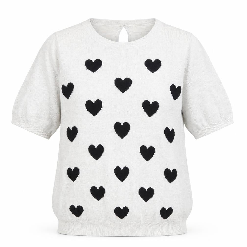 NEXT Womens Silver Round Neck Geometric Cotton Pullover Jumper Size 6 - Heart Pattern