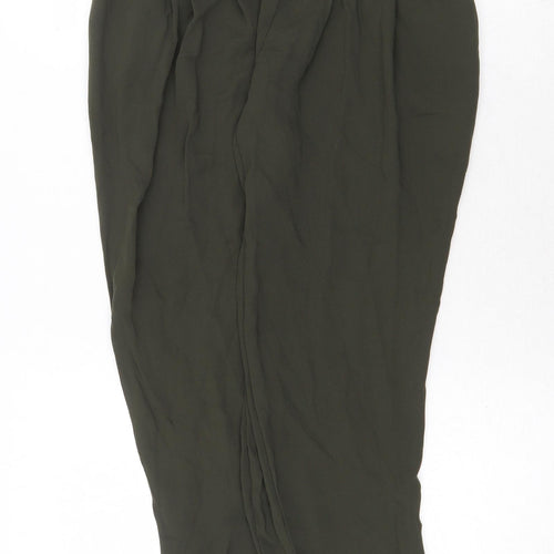 Zara Womens Green Polyester Trousers Size XS Regular Zip