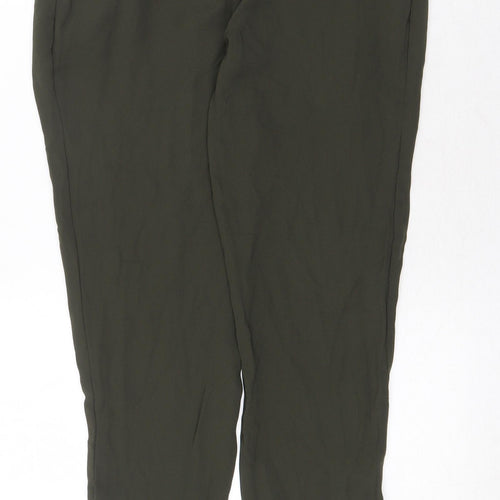 Zara Womens Green Polyester Trousers Size XS Regular Zip