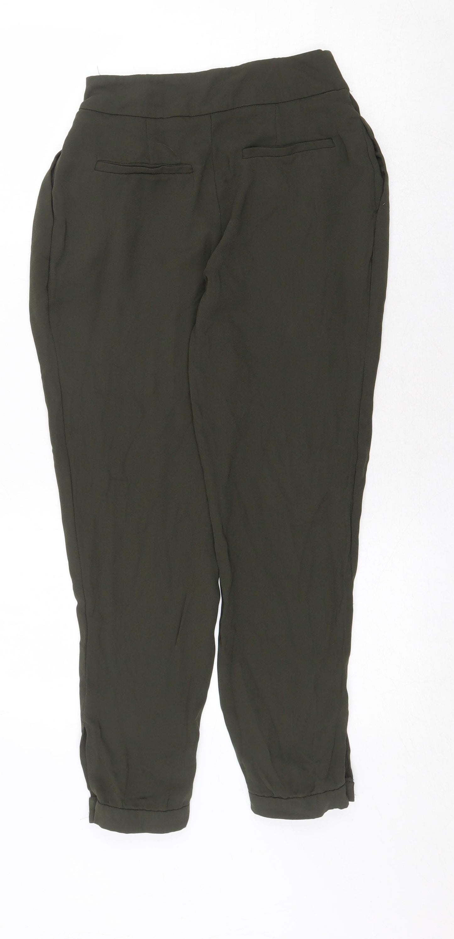 Zara Womens Green Polyester Trousers Size XS Regular Zip