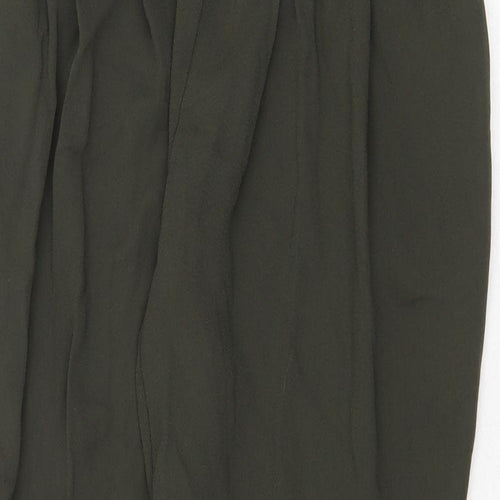 Zara Womens Green Polyester Trousers Size XS Regular Zip