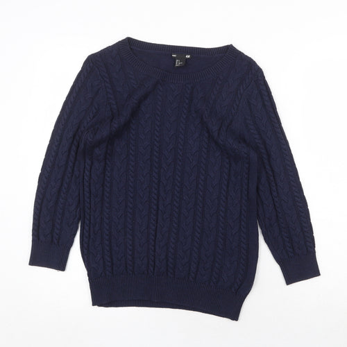 H&M Womens Blue Round Neck Polyamide Pullover Jumper Size S