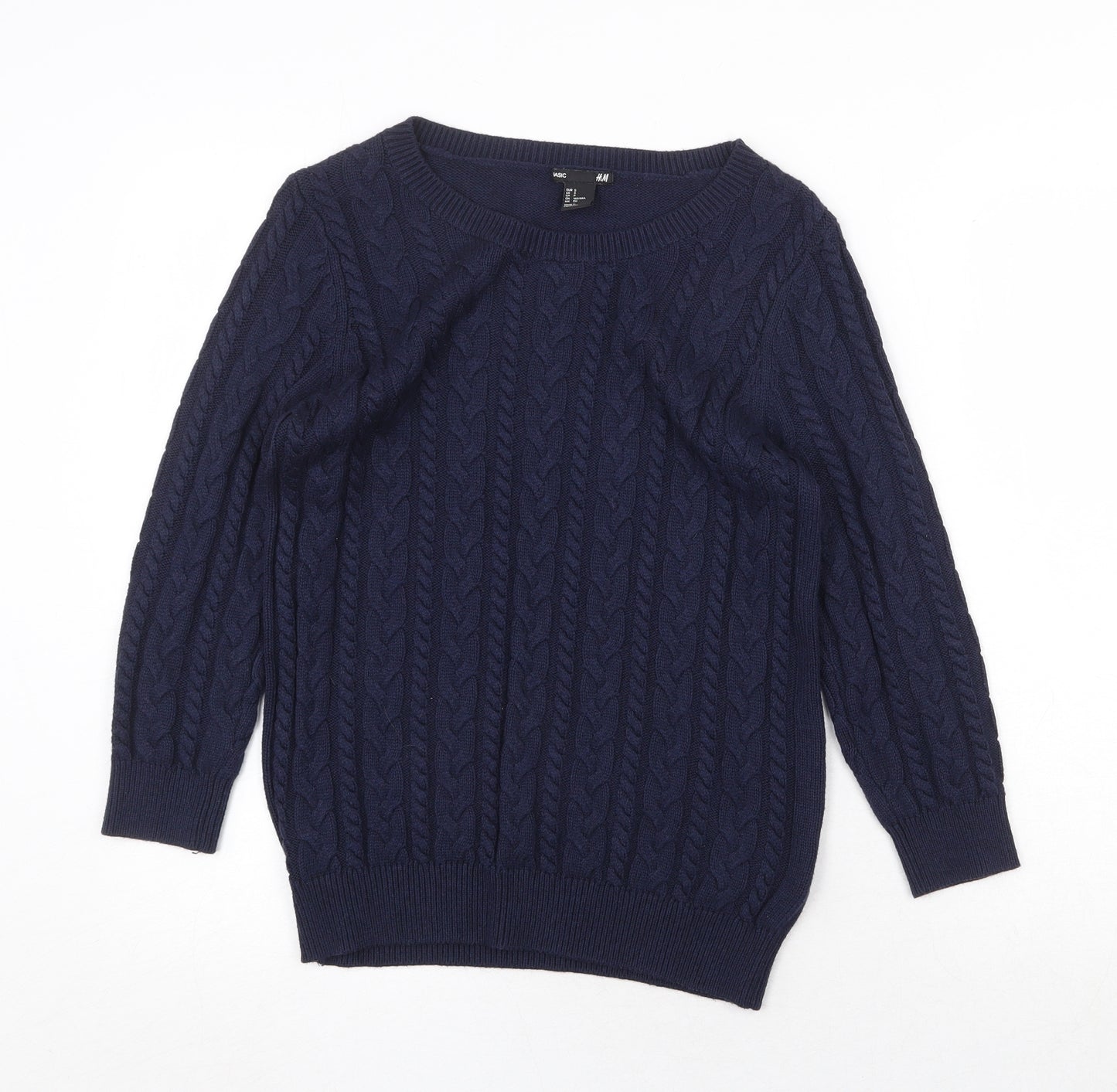 H&M Womens Blue Round Neck Polyamide Pullover Jumper Size S