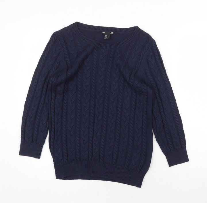 H&M Womens Blue Round Neck Polyamide Pullover Jumper Size S