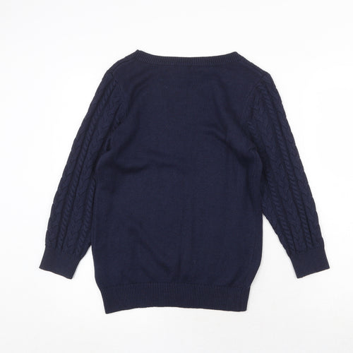 H&M Womens Blue Round Neck Polyamide Pullover Jumper Size S