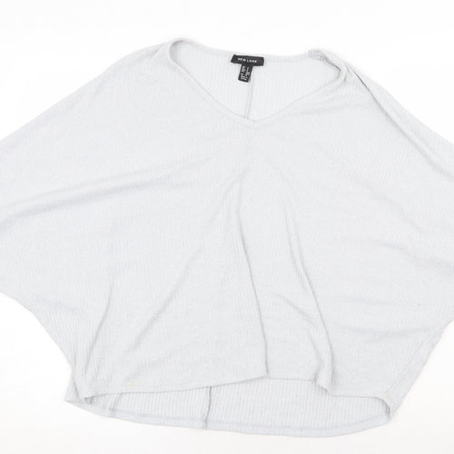 New Look Womens Grey Round Neck Viscose Pullover Jumper Size S - Oversized