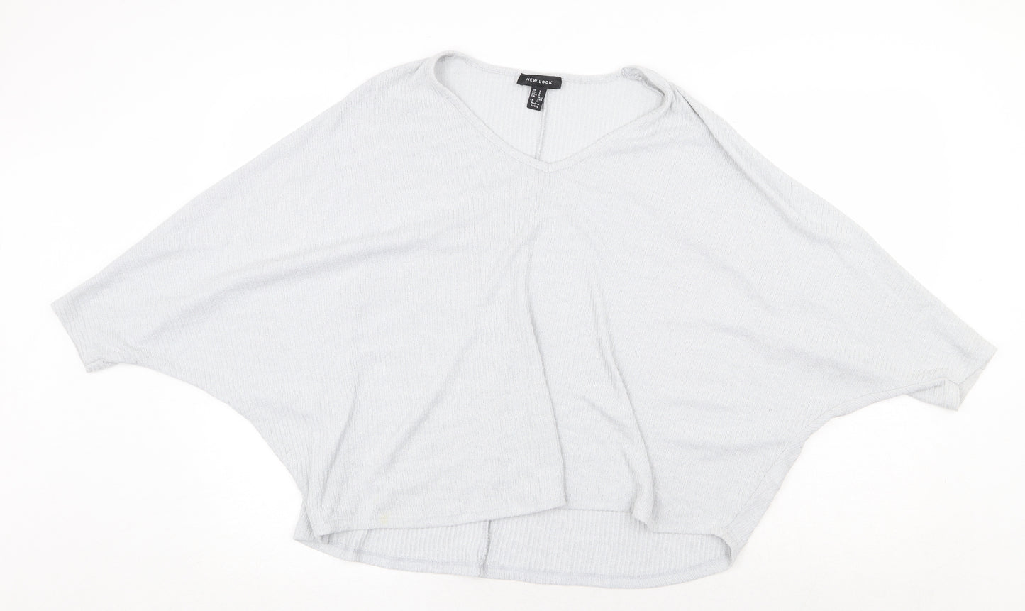 New Look Womens Grey Round Neck Viscose Pullover Jumper Size S - Oversized