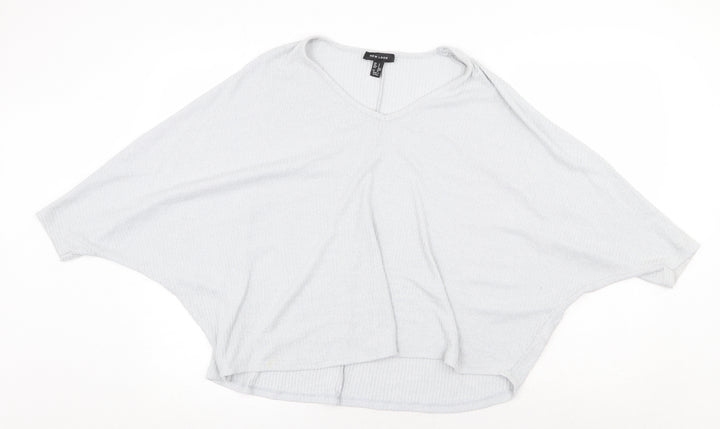 New Look Womens Grey Round Neck Viscose Pullover Jumper Size S - Oversized