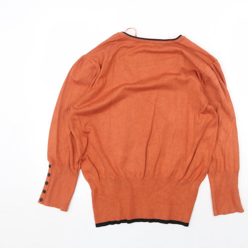 Roman Womens Orange Round Neck Viscose Pullover Jumper Size 14