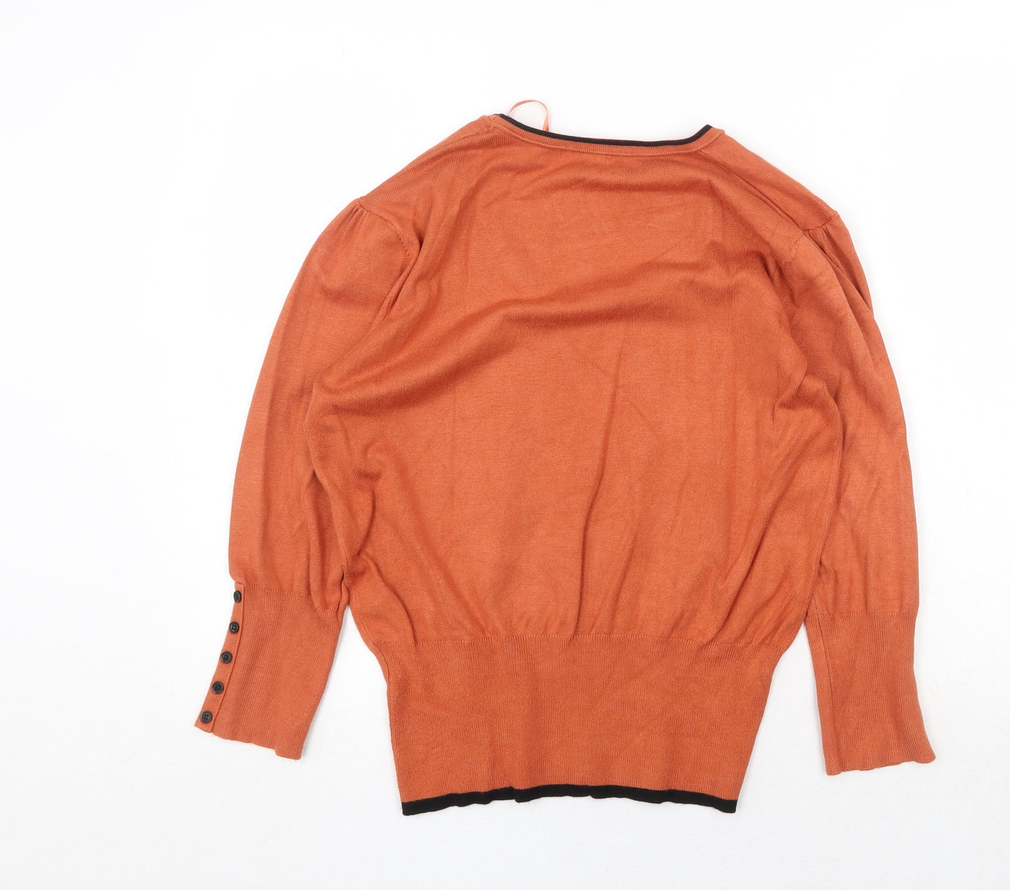 Roman Womens Orange Round Neck Viscose Pullover Jumper Size 14