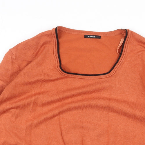Roman Womens Orange Round Neck Viscose Pullover Jumper Size 14
