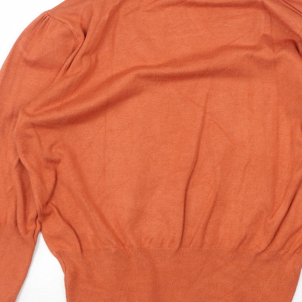 Roman Womens Orange Round Neck Viscose Pullover Jumper Size 14