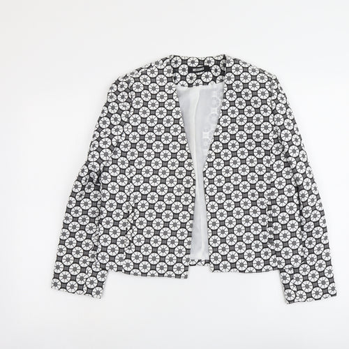 Missguided Womens Grey Geometric Polyester Jacket Blazer Size 10