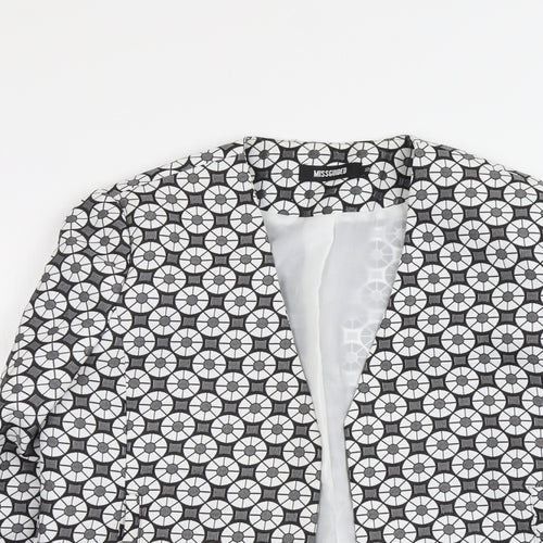Missguided Womens Grey Geometric Polyester Jacket Blazer Size 10