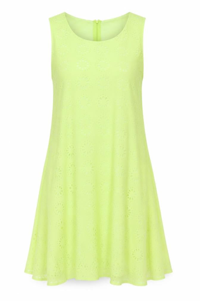 Missguided Womens Green Geometric Polyester Trapeze & Swing Size 14 Round Neck Zip