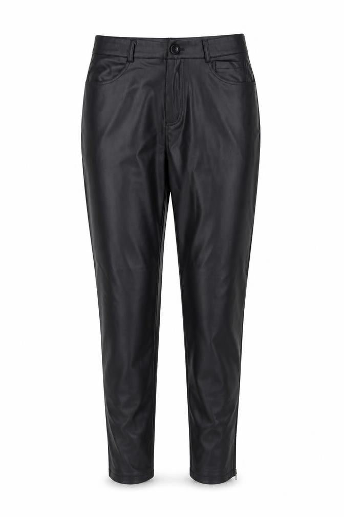 CBR Womens Black Cotton Trousers Size M L26 in Regular Button - Faux Leather