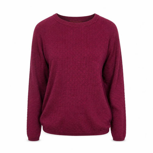 Front view of Next women’s purple boat neck cotton jumper, size UK 8, - textured