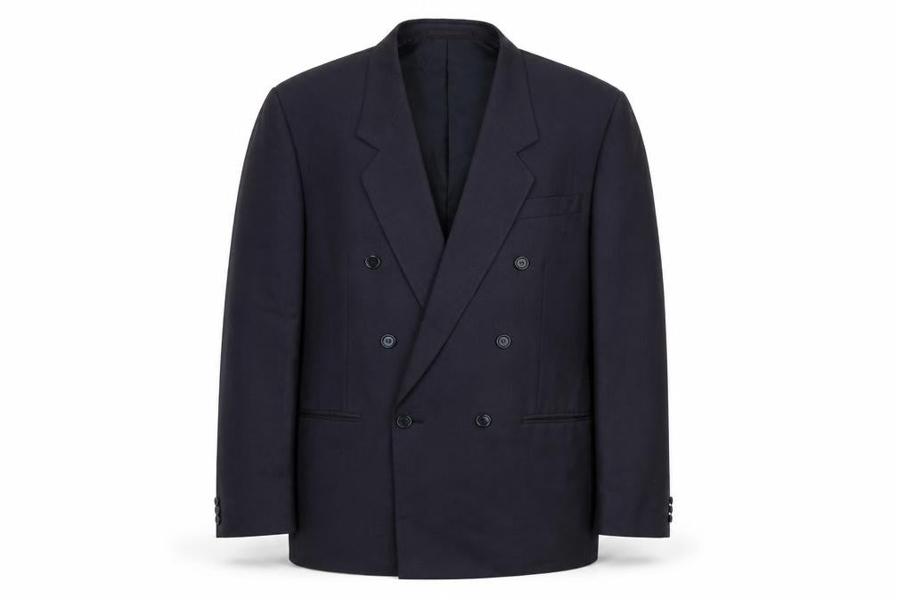 Front view of Lincroft men’s blue wool jacket suit jacket, size 44, regular
