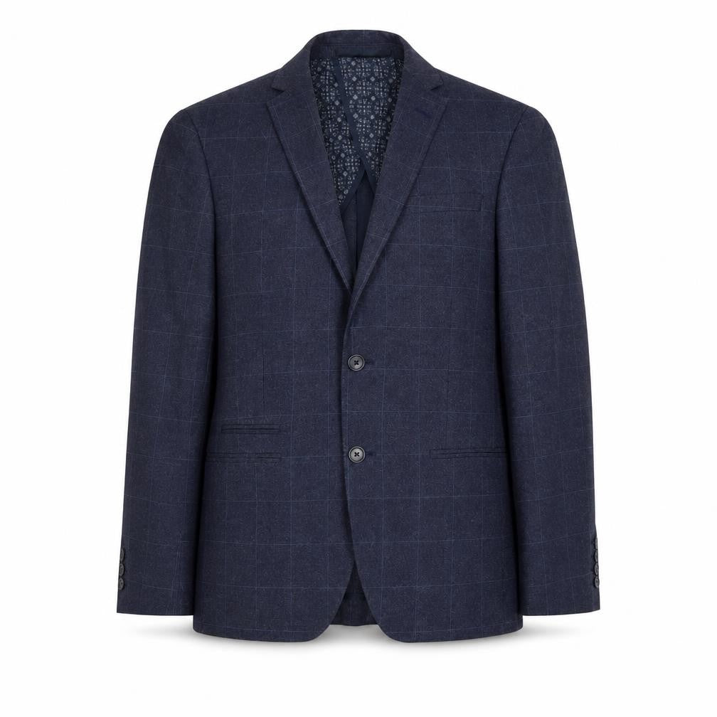 Front view of Red Herring men’s blue check polyester jacket suit jacket, size 36, regular
