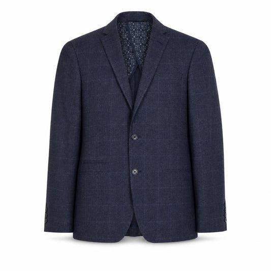 Front view of Red Herring men’s blue check polyester jacket suit jacket, size 36, regular