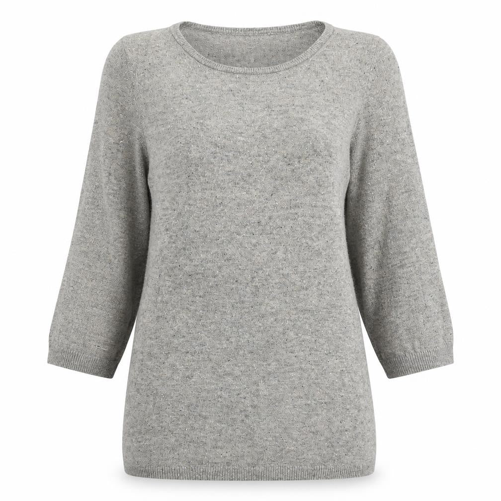 Front view of Next women’s beige boat neck cotton jumper, size UK 6