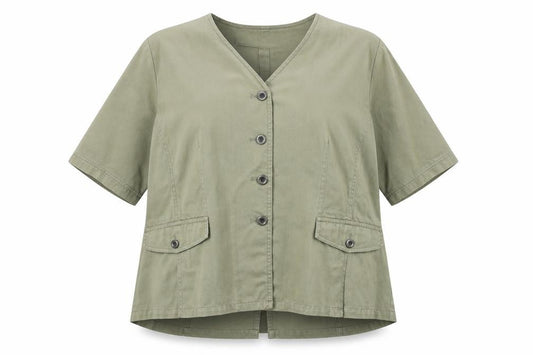 Front view of Rowlands women’s green jacket blazer, size UK 20, button