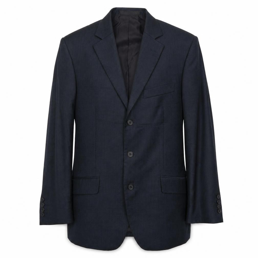 Front view of Marks & Spencer men’s blue wool jacket suit jacket, size 38, regular