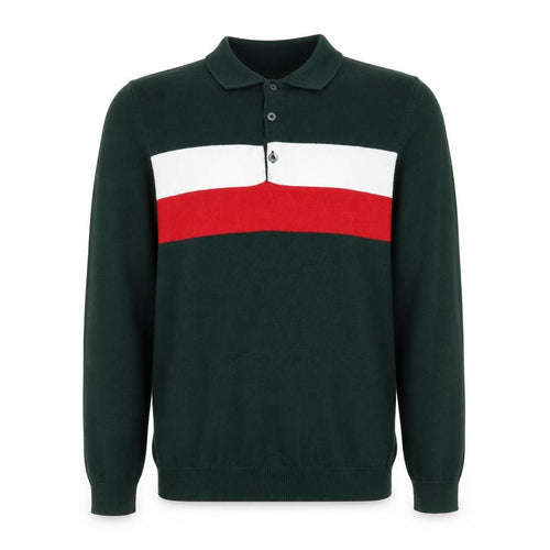 New Look Mens Green Collared Striped Cotton Pullover Jumper Size S Long Sleeve