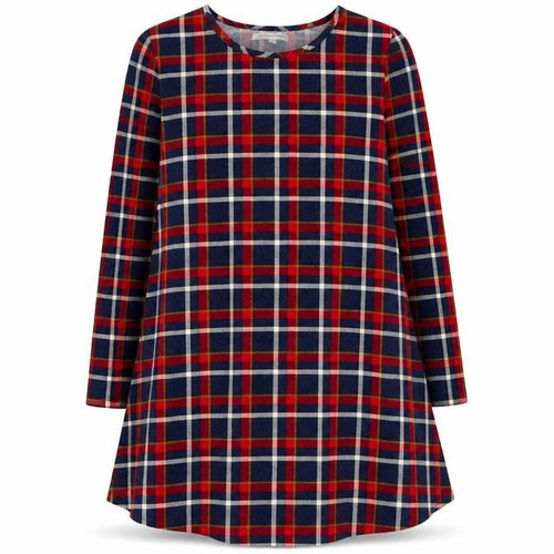 Glamorous Womens Blue Plaid Polyester Trapeze & Swing Size 10 Round Neck Pullover