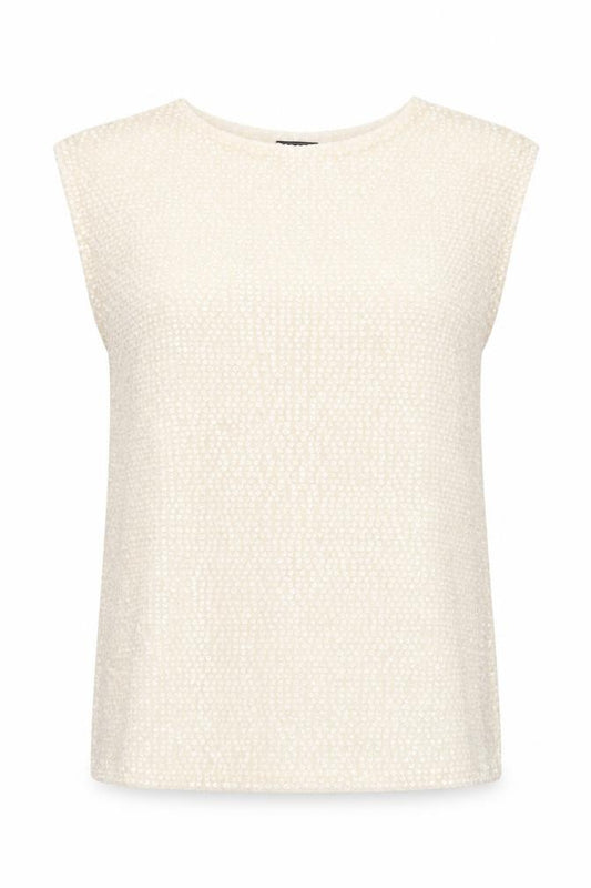 Front view of Topshop women’s ivory polyester basic tank, size UK 8, round neck