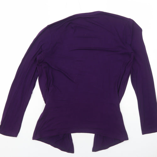 Oui Womens Purple Viscose Basic Blouse Size M V-Neck - Open