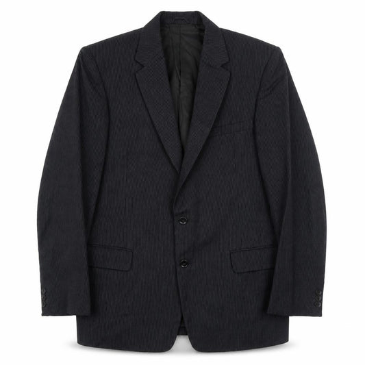 Front view of John Collier men’s black striped polyester jacket suit jacket, size 40, regular