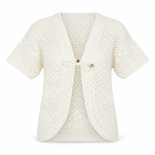 Henna Womens White V-Neck Cotton Cardigan Jumper Size M