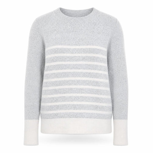 Oasis Womens Grey Boat Neck Striped Acrylic Pullover Jumper Size XS