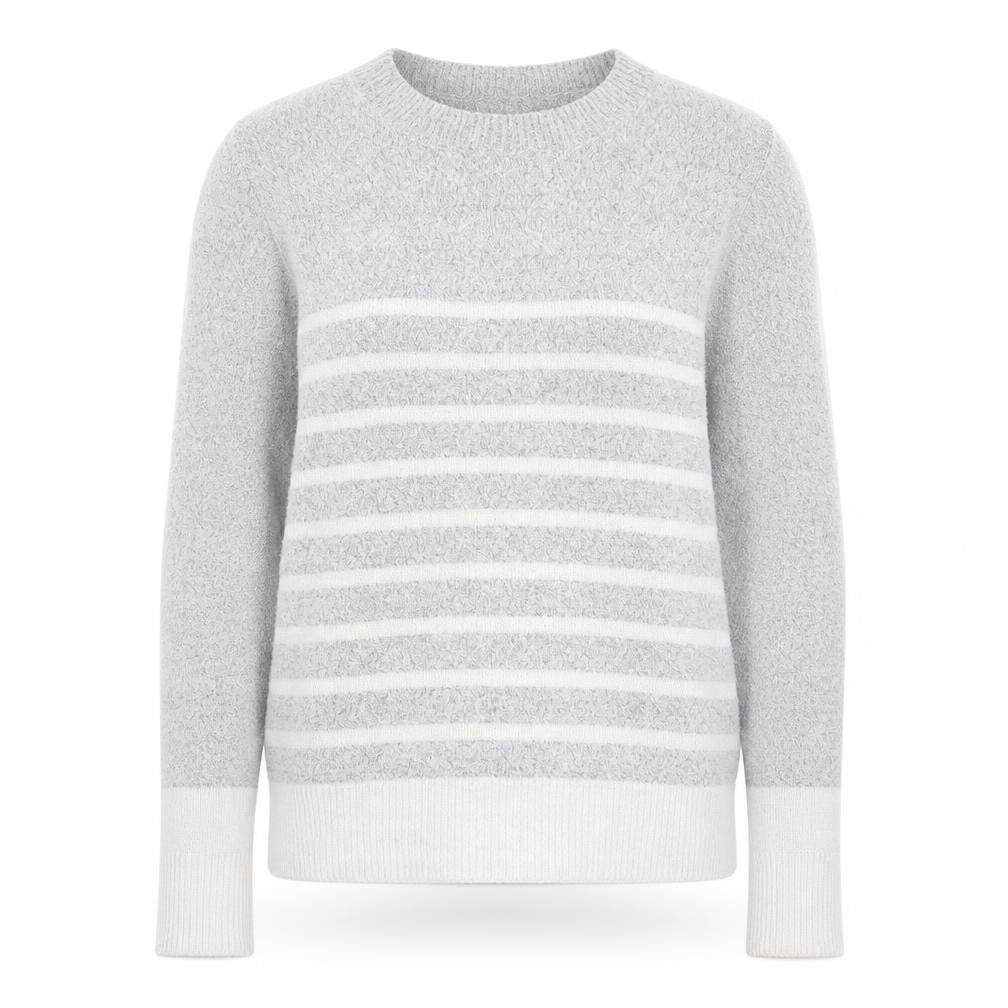 Oasis Womens Grey Boat Neck Striped Acrylic Pullover Jumper Size XS
