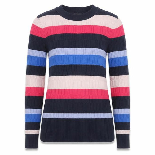 Marks and Spencer Womens Multicoloured Round Neck Striped Viscose Pullover Jumper Size 10