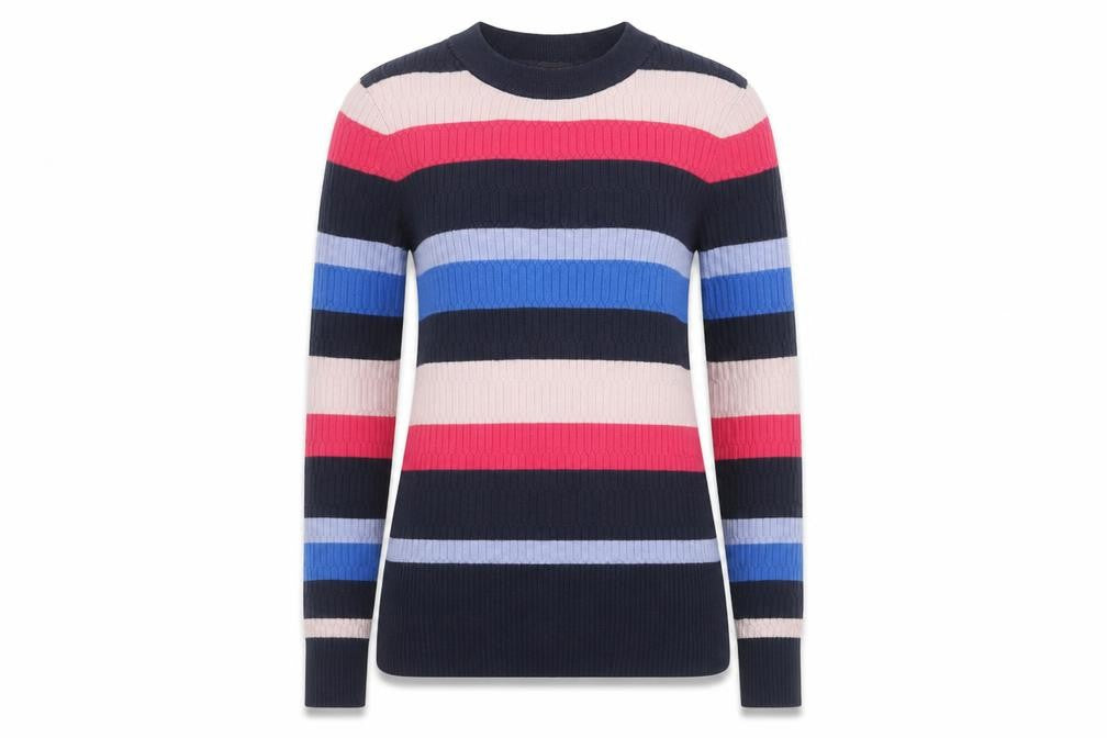 Marks and Spencer Womens Multicoloured Round Neck Striped Viscose Pullover Jumper Size 10