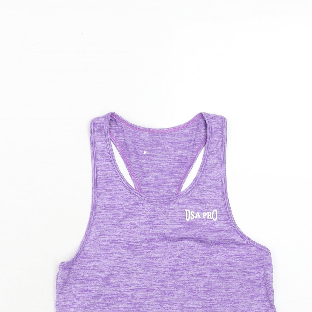 USA Pro Girls Purple Polyester Pullover Tank Size 7-8 Years Scoop Neck Pullover - Marl