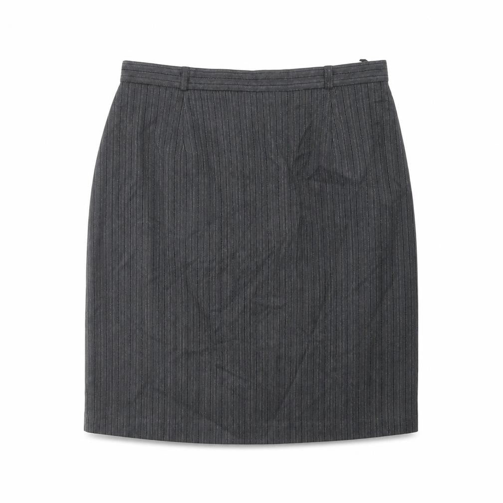 Design Essentials Womens Grey Striped Polyester A-Line Skirt Size 16 Zip