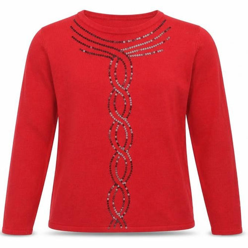Bonmarché Womens Red Round Neck Acrylic Pullover Jumper Size S