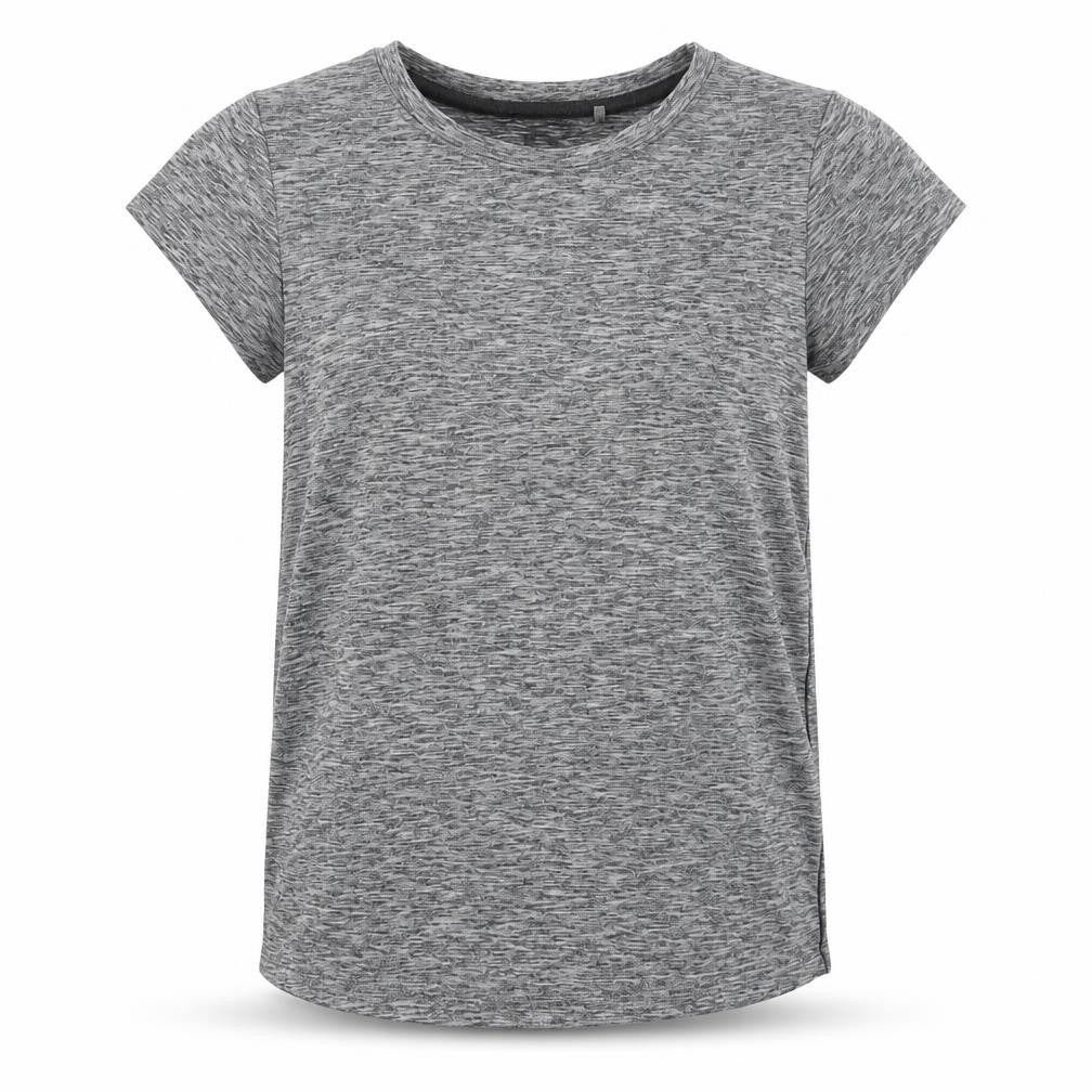 Front view of Next girls’ grey geometric polyester basic t-shirt, size 8, years round neck pullover