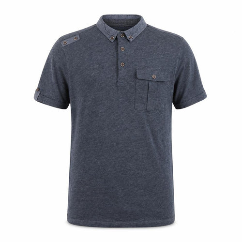 Fabric Mens Blue Cotton Polo Size L Collared Button