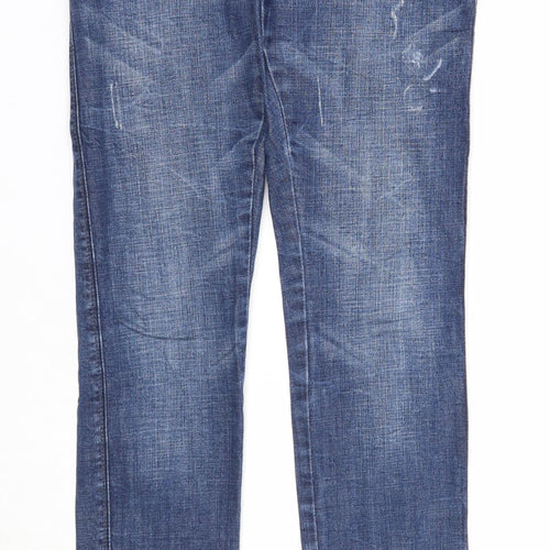 Bwny Jeans Womens Blue Cotton Straight Jeans Size 28 in L32 in Regular Zip