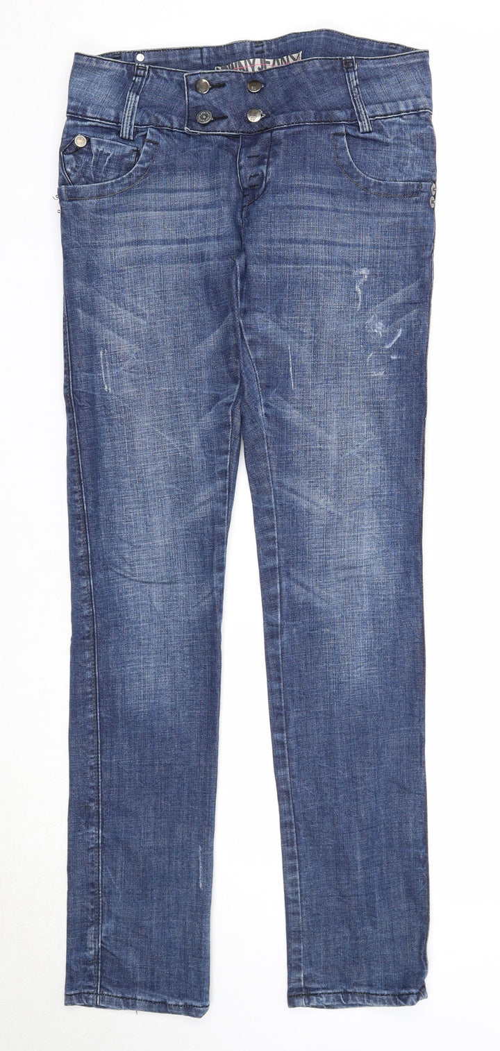 Bwny Jeans Womens Blue Cotton Straight Jeans Size 28 in L32 in Regular Zip