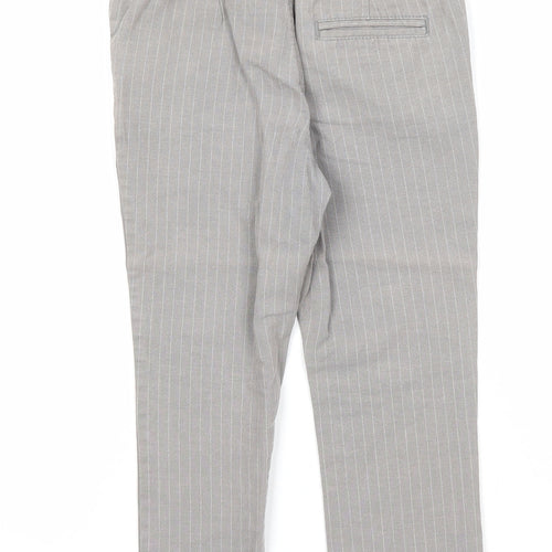 Vertbaudet Boys Grey Striped Cotton Chino Trousers Size 5 Years Regular Zip